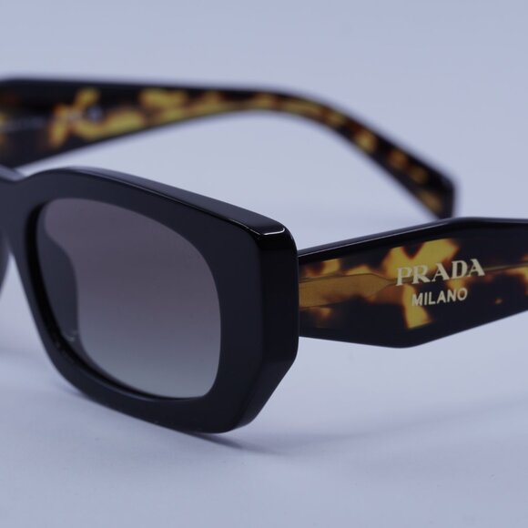 Prada PRB05S 3890A7 Sunglasses Black Rectangle Frame, Grey Gradient Lenses - Picture 10 of 14